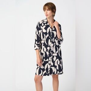 Joseph Ribkoff 241000 Black/Moonstone Printed Shirt Dress New NWT Size 8 $285 og